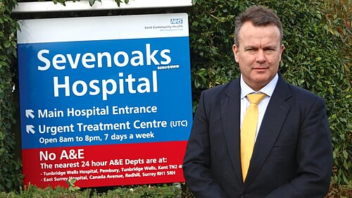 Richard Streatfeild in front of Seveneoaks Hospital