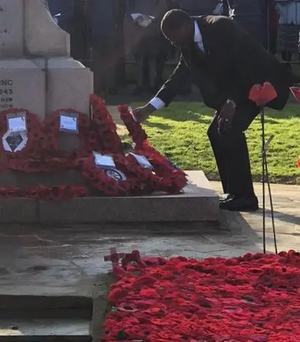 Ukonu Obasi pays his respects on Remembrance Sunday service in Gravesend