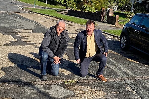 Alan and Richard inspecting road surfaces