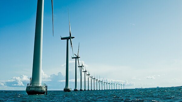 Wind turbines in the ocean. 